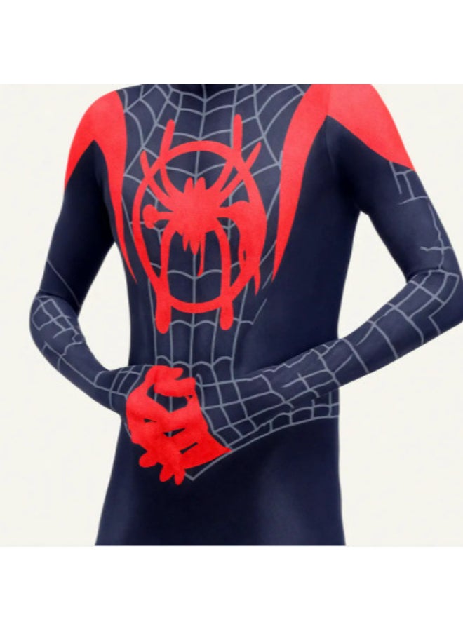 SPIDERMAN Spider-Man Miles Morales Cosplay Costume Full Bodysuit, Into the Spider-Verse Superhero Outfit with Mask for Fans, Costume Parties and Cosplay Events 4to5 years 110cm - Image 3